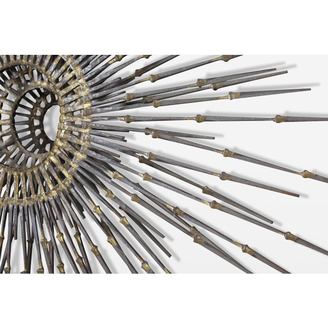 Silver Vintage Brutalist “Starburst” Metal Wall Sculpture by A. Duerst, Signed For Sale - Image 8 of 9