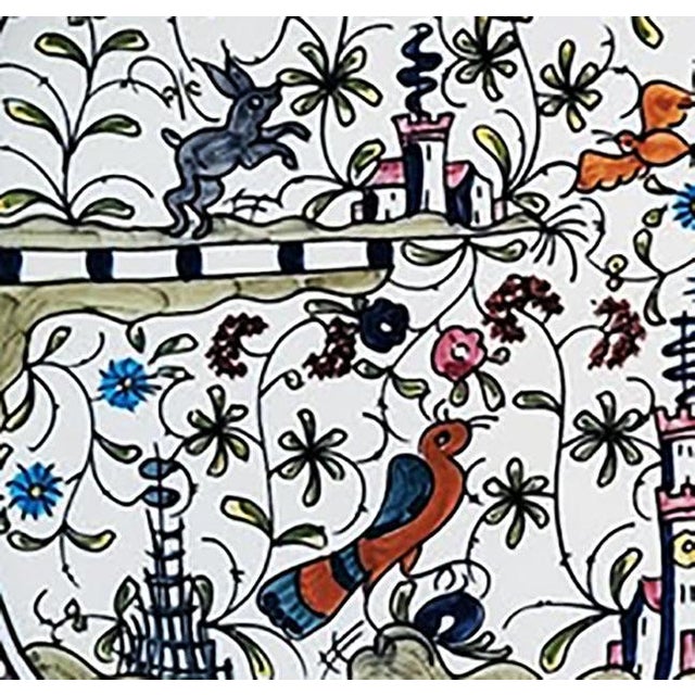 Williams-Sonoma Williams-Sonoma Portuguese Nazari Hand-Painted Folkloric Earthenware Platter For Sale - Image 4 of 9