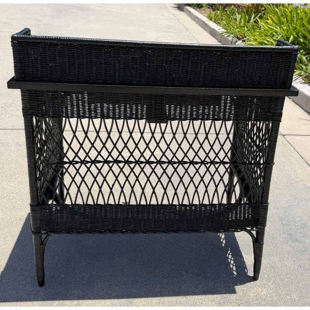 Black Painted Bar Harbor Wicker Desk For Sale - Image 4 of 7