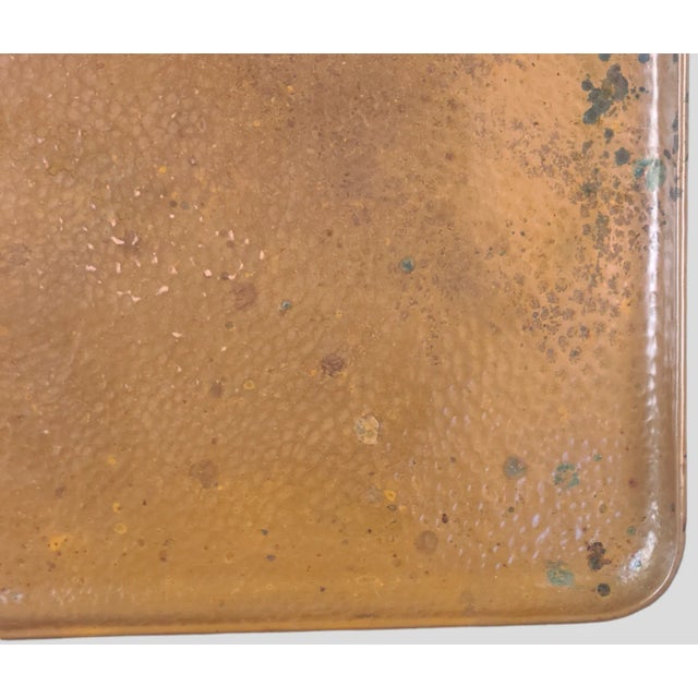 Copper Early 20th Century Arts & Crafts Hand Hammered Copper Tray Initial S For Sale - Image 8 of 11