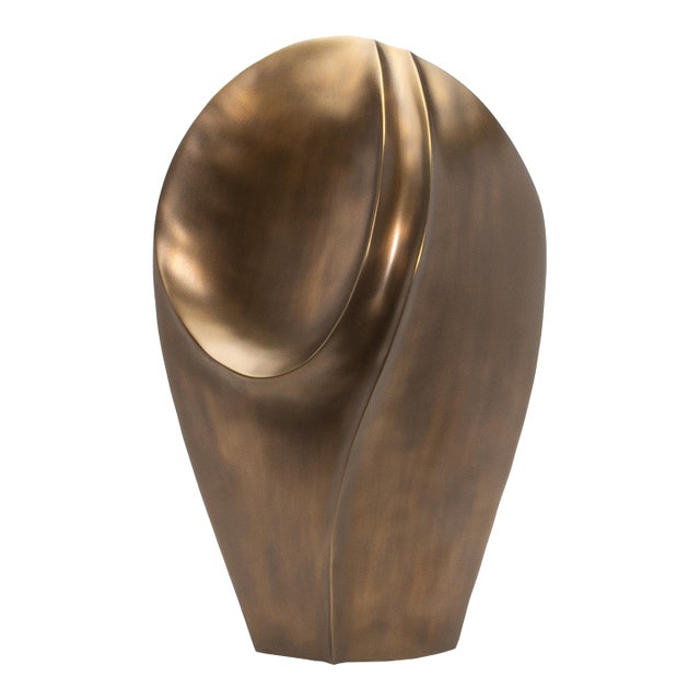Modern Abstract Sculpture in Bronze Patina Brass by Patrick Coard Paris For Sale