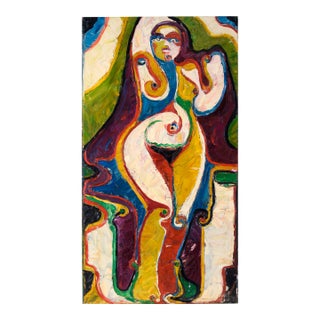 "Liberty" Heavy Impasto Expressionist Nude Portrait of a Lady Standing by Harald Dry Schmidt For Sale