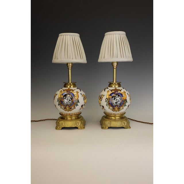 Renaissance Revival Italian Majolica Table Lamps, 1890, Set of 2 For Sale - Image 4 of 18