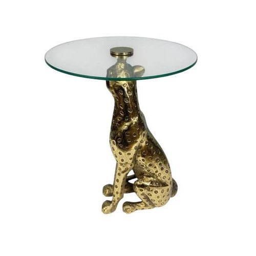 Hollywood Regency Leopard Side Table in Bronze For Sale - Image 4 of 8