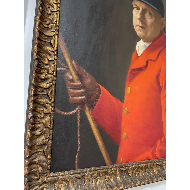 Early 20th Century Equestrian Themed Portrait, Oil-on-Canvas For Sale - Image 4 of 12