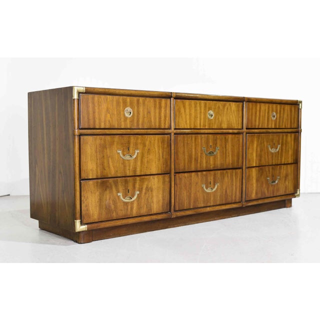 Campaign 1970s Campaign Style 9 Drawer Dresser Accolade Collection by Drexel Furniture For Sale - Image 3 of 16
