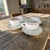 A matched service of four oversized cups and saucers by Porcelaine d'Auteuil in the discontinued Bistrot Rust Orange...