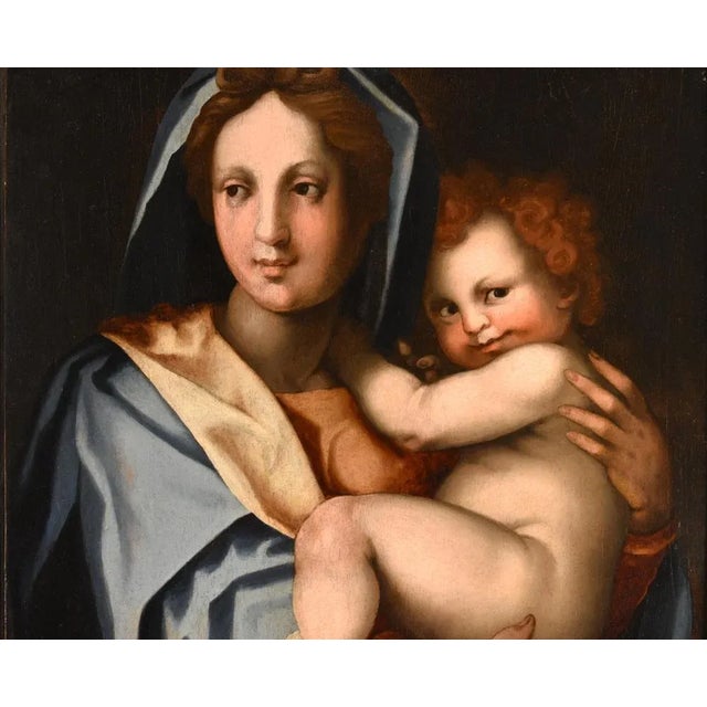 Workshop of Andrea del Sarto / Andrea d'Agnolo di Francesco, Madonna and Child, 1530, Oil on Board For Sale - Image 14 of 18