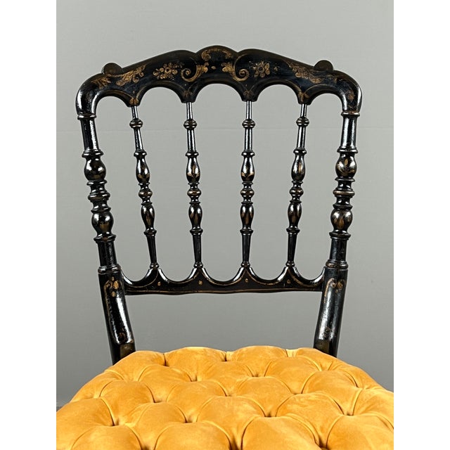 19th Century Napoleon III Chairs in Blackened Wood, Set of 4 For Sale - Image 4 of 12