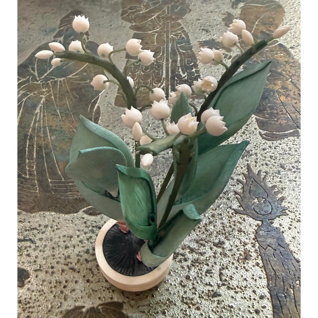 Polychrome Carved Potted Lily of the Valley For Sale - Image 4 of 12