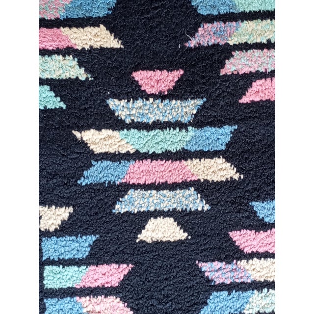 Modern Black Silk Rug with Geometric Designs, 1970s For Sale - Image 3 of 11