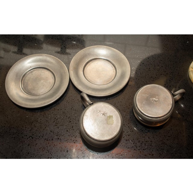 Vintage Italian Pewter Espresso Demitasse Cups and Saucers- 4 Pieces For Sale In Washington DC - Image 6 of 9