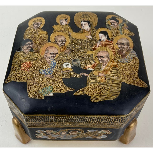 Late 19th Century 19th Century Japanese Satsuma Lidded Box, Meiji For Sale - Image 5 of 9