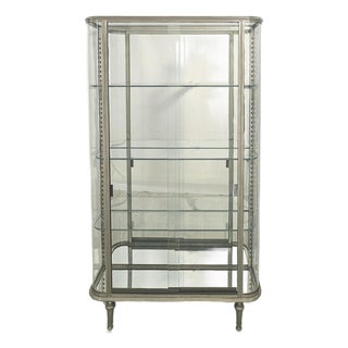 Brushed Steel Mirrored French Display Case / Vitrine, Circa 1920 For Sale