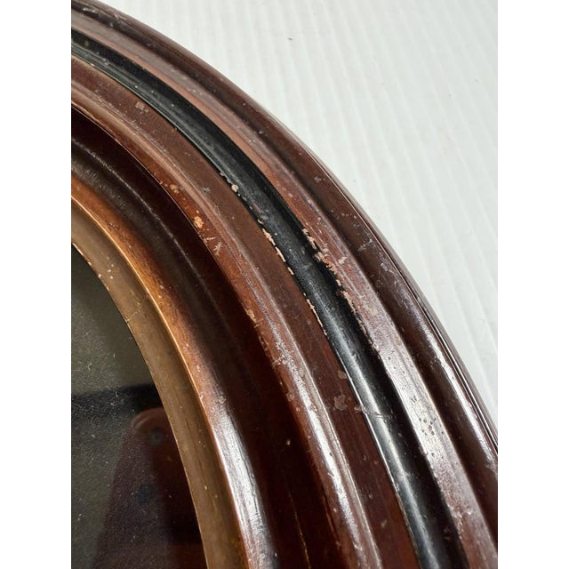 Antique Vintage Oval Deep Wood Picture Frame With Textile Girl Art 12x14” (8x10) For Sale In Cleveland - Image 6 of 9