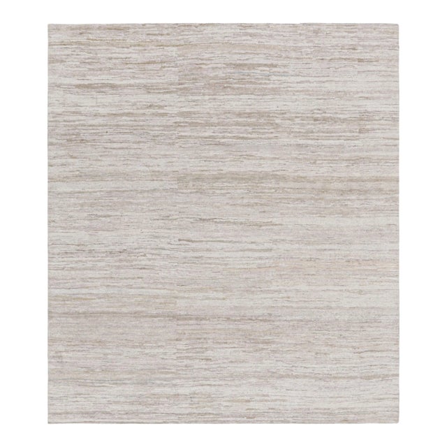 Rug & Kilim’s Contemporary Textural Rug in Cream, Gray and Beige With Striae For Sale