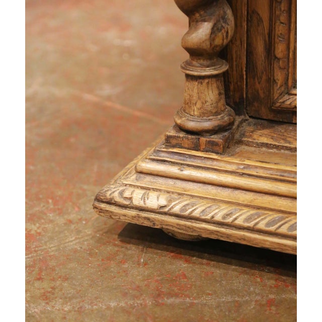 19th Century French Henri II Bleached Oak Buffet With Carved Harvest Motifs For Sale - Image 16 of 17