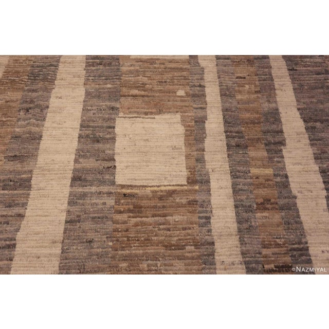 Gray Neutral Earthy Grey Brown and Cream Tribal Modern Room Size Area Rug For Sale - Image 8 of 9