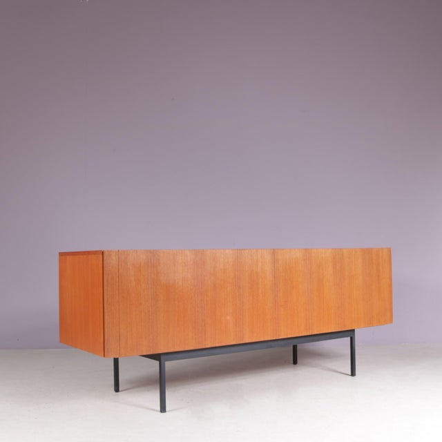 2000 - 2009 Vintage German Teak Sideboard on Black Metal Base by Dieter Wäckerling for Behr, 1950s For Sale - Image 5 of 13