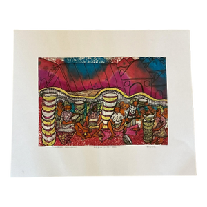 Calabash Decorators, Artist Soji Niran, Pen and Ink on Rice Paper Painting