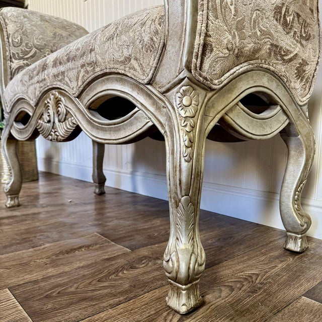 Ornate Rococo Revival Silver Gilt Bench / Settee For Sale - Image 13 of 14