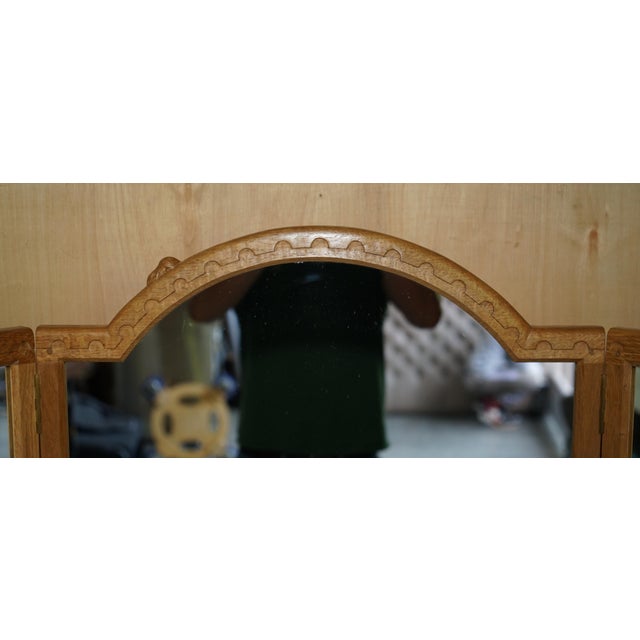 Vintage Tri-Folding Dressing Table Mirror by Robert Mouseman Thompson, 1970s For Sale - Image 3 of 14