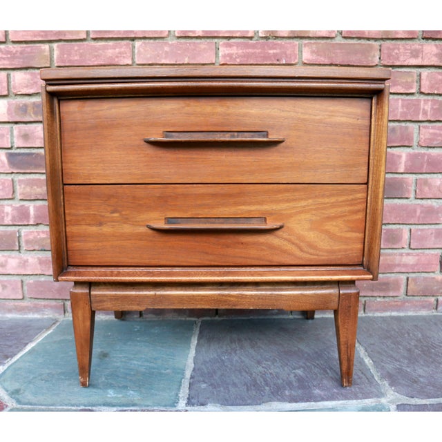 1960s MidCentury Modern Bassett Impact Collection Walnut 2Drawer Nightstand Chairish