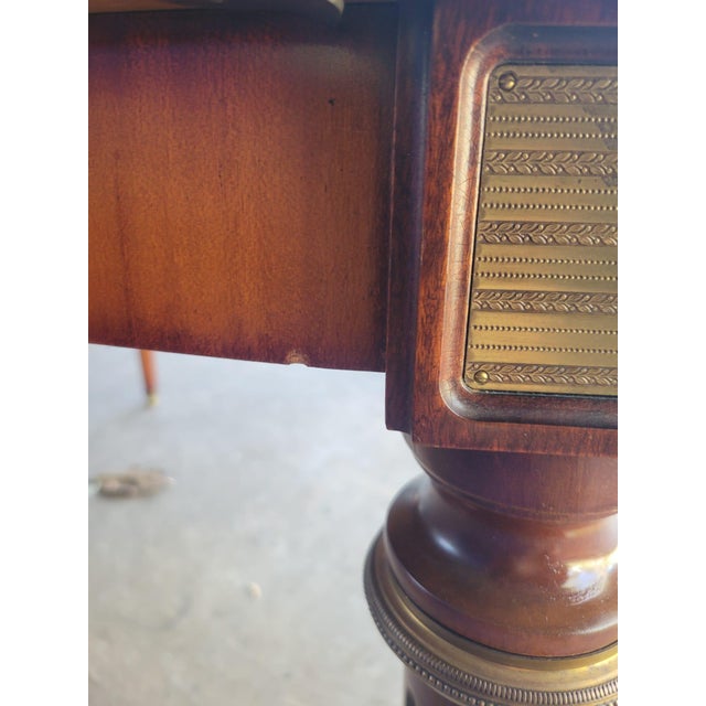 Louis XVI Style Oval Dining Table With Brass Accents For Sale - Image 9 of 12