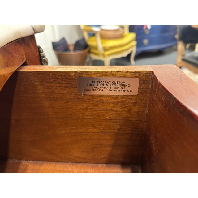 French Provincial 2000s Vintage French Provincial Walnut and Fruitwood Bombe Commode For Sale - Image 3 of 12