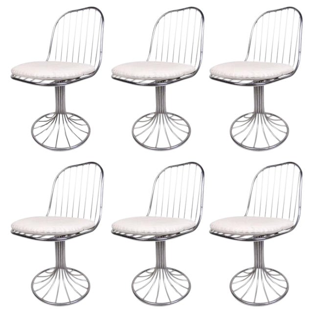 Vintage Chrome Tulip Base Swivel Chairs - Set of 6 | Chairish