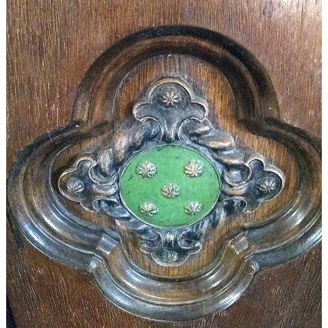 Wood Early 1900s Century M. Bott Furniture Co English Tudor Glass and Fretwork Door and Drawer China Cabinet For Sale - Image 7 of 11
