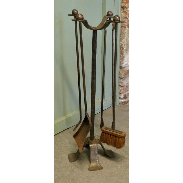 Large French Iron Fire Tool Companions, Set of 4 For Sale - Image 3 of 7