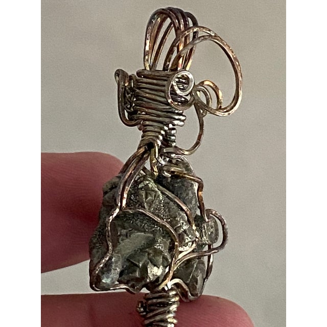 Raw Iron Pyrite Wrapped Pendant in Original Presentation Gift Box For Sale - Image 14 of 18