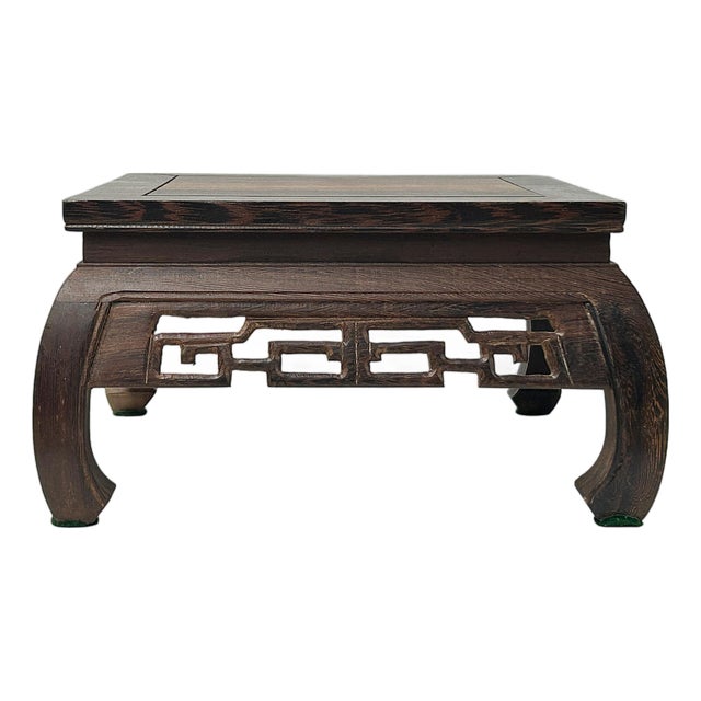 Square Natural Wood Pattern Brown Open Work Table Top Display Stand Easel For Sale