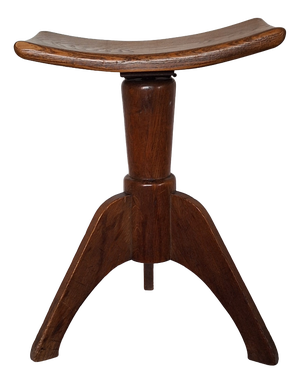 Antique Art Nouveau Height-Adjustable Stool in Oak, 1910s