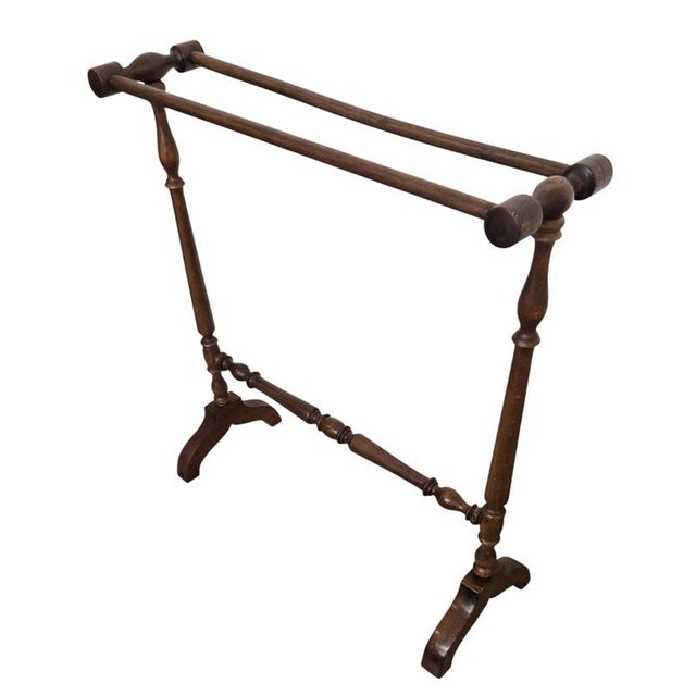 Brown Antique Italian Walnut Towel Rack Rail with Carved Legs, 1890s For Sale - Image 8 of 8