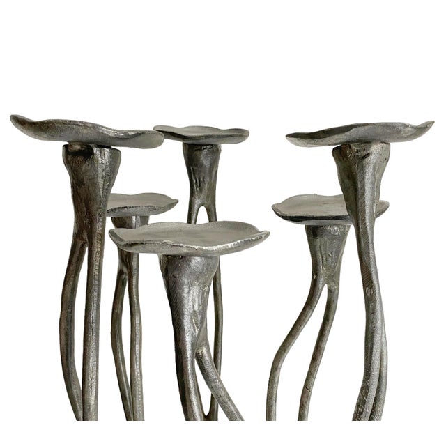 1990s Aluminum Candelabra Roots Brutalist Tall Floor Multi Candle Holder For Sale In New York - Image 6 of 6