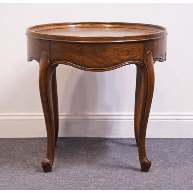 Baker Furniture Solid Walnut Country French Provincial 26" Round Accent End Table For Sale - Image 9 of 10