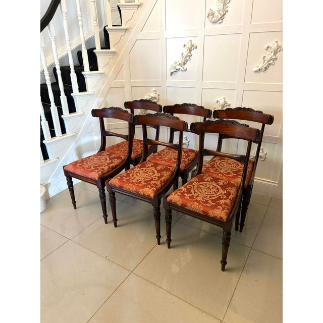 Hollywood Regency Antique Regency Carved Rosewood Dining Chairs, 1830, Set of 6 For Sale - Image 3 of 14