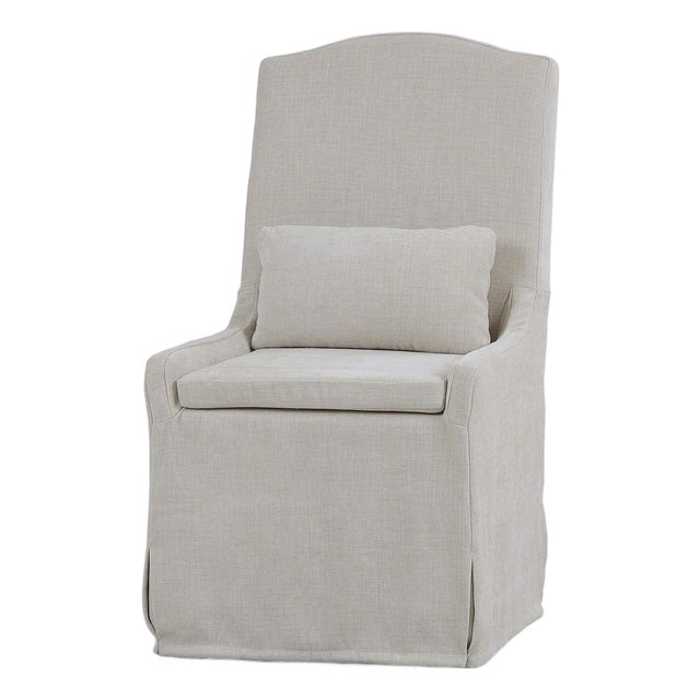 Slipcovered Dining Chair – Light Beige Upholstery For Sale
