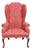 Baker Mahogany Queen Anne Style Wing Chair Damask Needlepoint Fabric For Sale