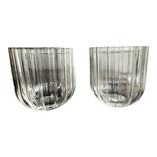 Vintage Mma Italian Massimo Vignelli Double Old-Fashioned Fine Glass Tumblers - Pair For Sale