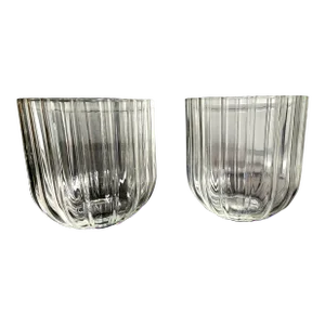 Vintage Mma Italian Massimo Vignelli Double Old-Fashioned Fine Glass Tumblers - Pair