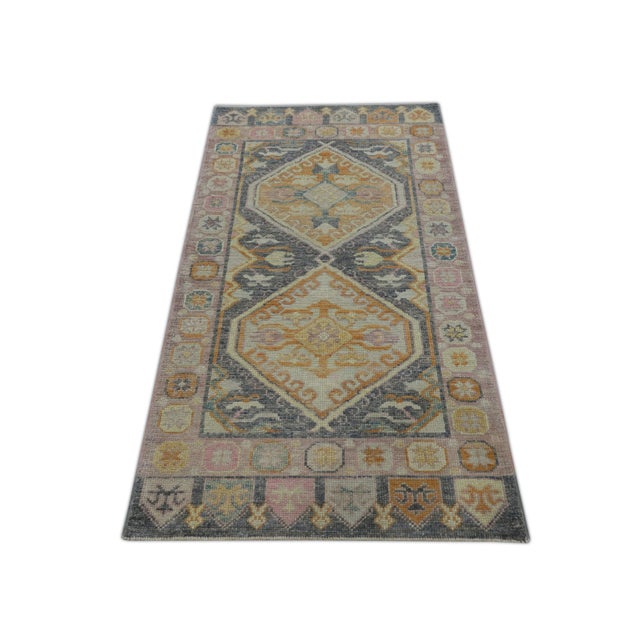 Pink Early 21st Century Multicolor Handwoven Turkish Oushak Rug 3'1" X 5'11" For Sale - Image 8 of 9