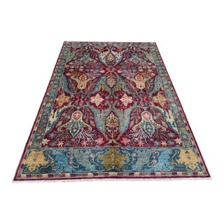 Fine Burgundy Persian Sultanabad Hand-Knotted Wool Rug - 6'2" X 8'11" For Sale
