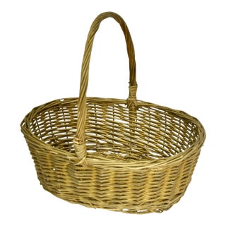 Gold Oval Wicker 12” Basket For Sale