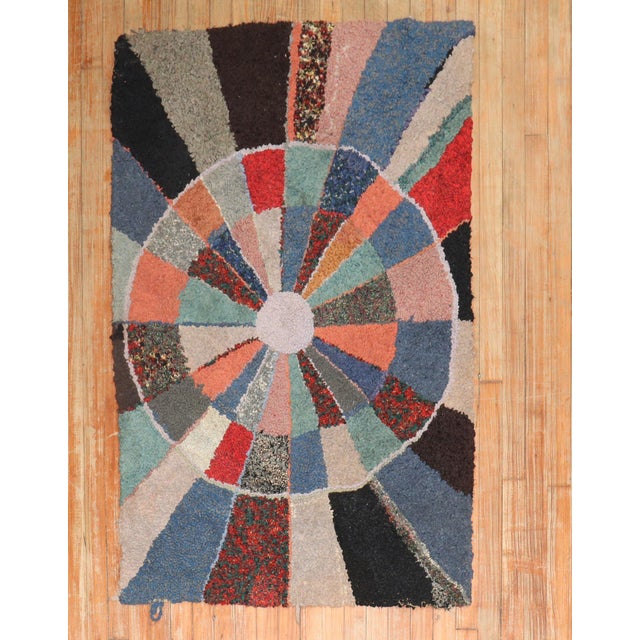 American Vintage American Hooked Scatter Size Rug - 3'2" x 5'11" For Sale - Image 3 of 10