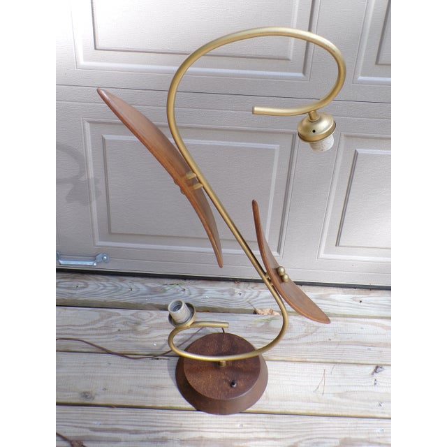 Vintage Mid Century Modern Sculptural Walnut Table Lamp Japan 1960's For Sale - Image 4 of 15