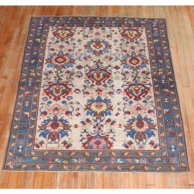 Textile Antique Zeychour Caucasian Kuba Rug - 4'3" x 5'3" For Sale - Image 7 of 7