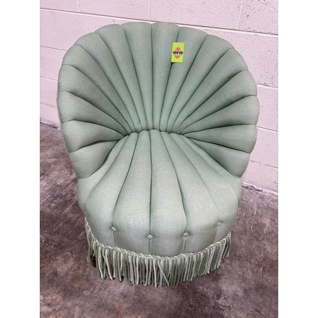 Boho Chic Vintage Upholstered Slipper Shell Chair For Sale - Image 3 of 9